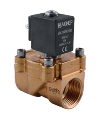 Мембранний електромагнітний клапан Aignep з латуні, модель SDL 2/2 NC, 24V DC