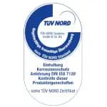 Сертифікат TÜV NORD відповідно до стандарту DIN ISO 7120 для контролю властивостей продукції