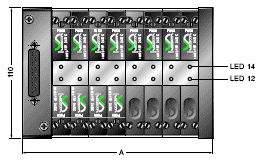 Передняя панель клапанной островной системы 4HF с LED-индикаторами и разъёмом подключения