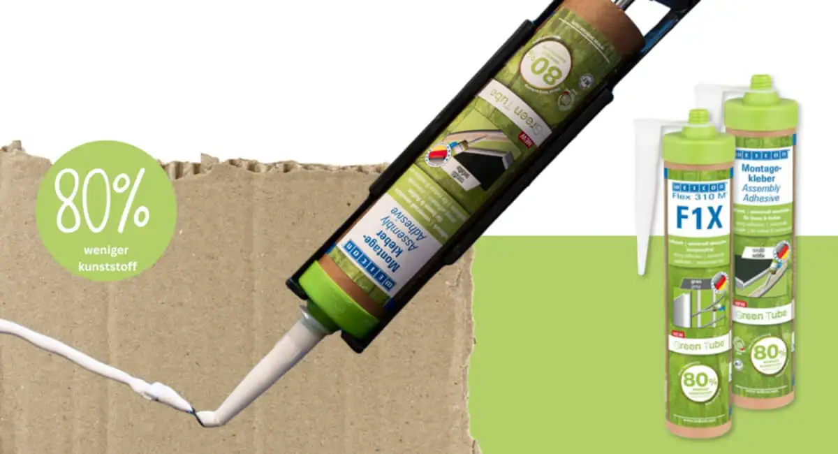 Відповідальність Weicon за довкілля: клей-герметик у тубі Green Tube, що містить на 80% менше пластику