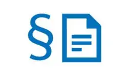 Символ параграфа та іконка документа, що символізують юридичні норми та сертифікат відповідності EAC