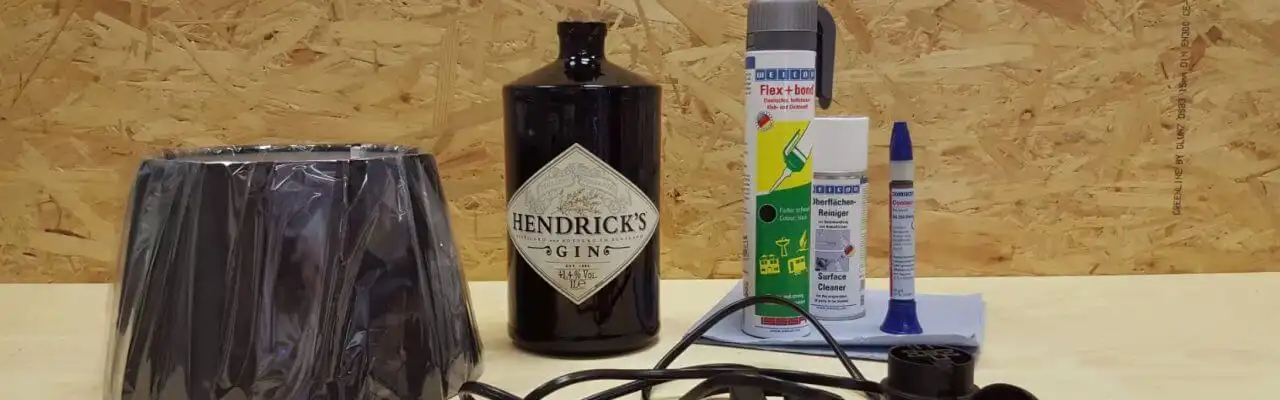 Набір матеріалів для створення DIY лампи: пляшка, абажур та хімічні засоби Weicon