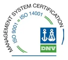 Знак сертифікації системи менеджменту DNV за стандартами ISO 9001 та ISO 14001