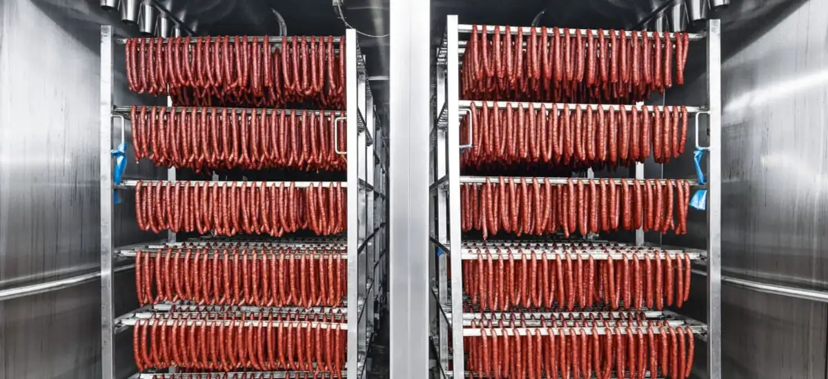 Промышленная система удаления дыма и отработанных газов в камере для копчения колбасных изделий