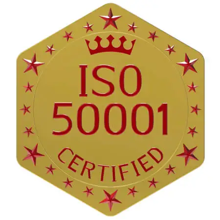 Золотой знак сертификата соответствия ISO 50001 после проведения энергетического аудита