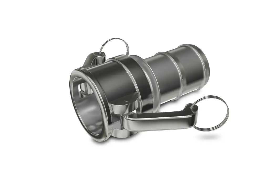 З'єднання Camlock тип C (Камлок), виготовлене з нержавіючої сталі, з двома важелями та кінцевиком-хвостовиком для шланга